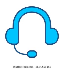 Icono De Asistencia En Diseño Plano Monocromo Azul, Ilustración vectorial