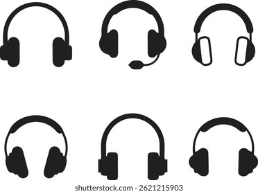 Support Icon can be used for company, logo, and Headphones icon for support or call center service sign isolated on white. operator or dispatcher headphones