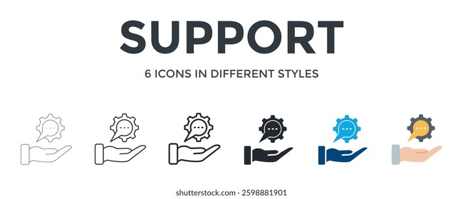 Support Icon In Different Style Vector Illustration. Designed In Thin Line, Regular Line, Bold Line, Glyph, Color Fill, And Flat Style Can Be Used For Web