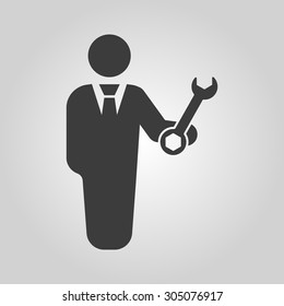 The support icon. Engineer and repair, technician, fixing symbol. Flat Vector illustration. Button Set