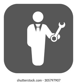 The support icon. Engineer and repair, technician, fixing symbol. Flat Vector illustration. Button