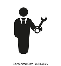 The support icon. Engineer and repair, technician, fixing symbol. Flat Vector illustration. Button Set