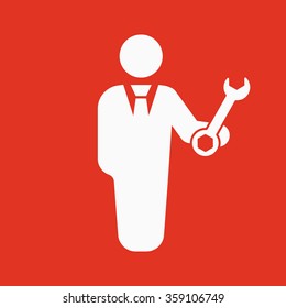 The support icon. Engineer and repair, technician, fixing symbol. Flat Vector illustration. Button Set
