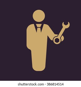 The support icon. Engineer and repair, technician, fixing symbol. Flat Vector illustration. Button Set