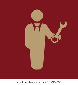 The support icon. Engineer and repair, technician, fixing symbol. Flat Vector illustration. Button Set