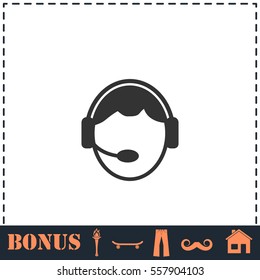 Support icon flat. Simple vector symbol and bonus icon