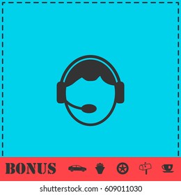 Support icon flat. Simple vector symbol and bonus icon