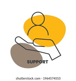 Support Icon Is Isolated Vector Design For Safety Leadership Concept In Human Resource Management Or Hr. Supporting Or Help The Staff Or Client Is A Key Skill For Leader Or Change Agent Relationship  