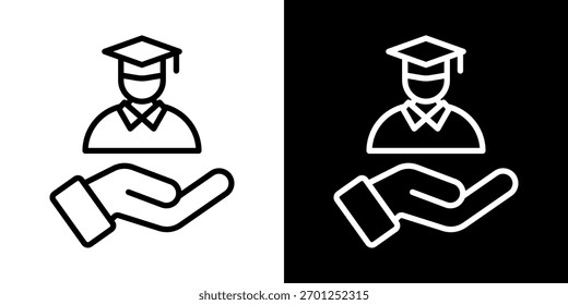 Support Icon Of Line Black And White Style Vector Illustration