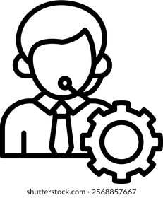 It Support Icon Line Vector Illustration