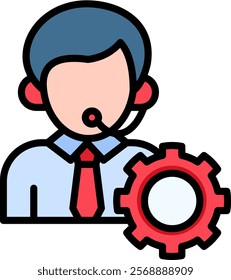 It Support Icon Lineal Color Vector Illustration