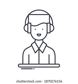 Support icon, linear isolated illustration, thin line vector, web design sign, outline concept symbol with editable stroke on white background.