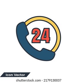 support icon logo vector illustration. 24 7 hotline symbol template for graphic and web design collection