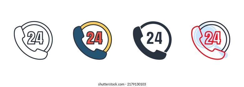 support icon logo vector illustration. 24 7 hotline symbol template for graphic and web design collection