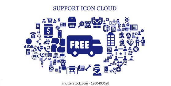  support icon set. 93 filled support icons. Simple modern icons about  - Shipping, Online shop, Solidarity, Cellphone, Support, Care, Wrench, Call center, Telephone, Desk, Smartphone