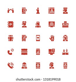 support icon set. Collection of 25 filled support icons included Smartphone, Call center, Customer, Phone, Friends, Question, Pillow, Phone call, Blood donation, Cooperation, Complaint