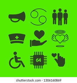 support icon set with nurse, cpu and cancer vector illustration