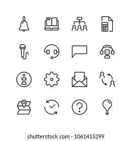 Support icon set. Single high quality outline symbol of info for web design or mobile app. Thin line signs for design logo, visit card, etc. Outline logo of support