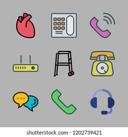 support icon set. vector set about headset, cloud computing icon, router and walker icons set.
