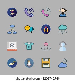 support icon set. vector set about diskette, cloud computing, phone call and telephone icons set.