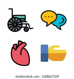 support icon set. vector set about hand shake, heart, wheelchair and cloud computing icon set.