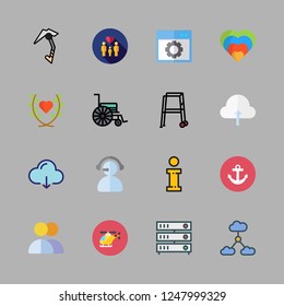 support icon set. vector set about social services, helicopter, group and software icons set.
