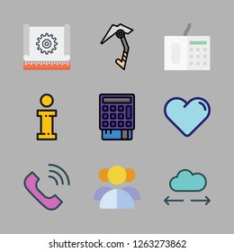 support icon set. vector set about point of service, group, heart and info icons set.