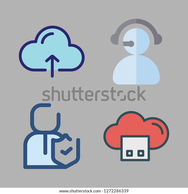 support icon set. vector set about\
cloud computing, telemarketer and insurance icons\
set.