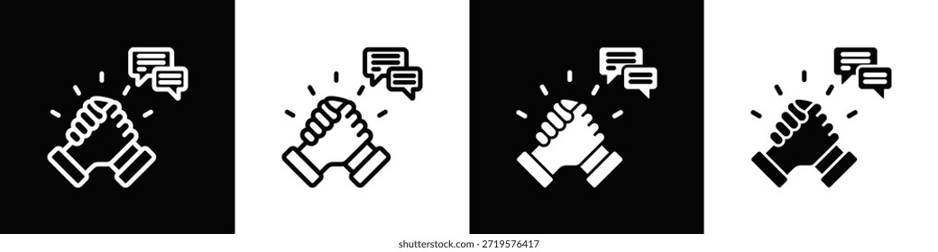 Conjunto de iconos de Asistencia estilo de fondo negro blanco