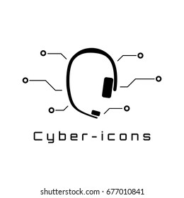 Support icon in the style of cyber. The concept of technology, the 21st century, microprocessors and chips. Vector illustration