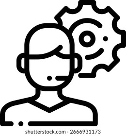 Support-Symbol. Design mit dünnen linearen Stilen einzeln auf weißem Hintergrund