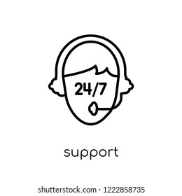 support icon. Trendy modern flat linear vector support icon on white background from thin line Delivery and logistic collection, outline vector illustration