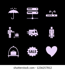 support icon. support vector icons set heart, ambulance car, bellhop and umbrella