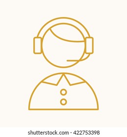 Support icon, vector web sign in thin lines. Call icon flat. Design manger icon, vector phone pictogram.