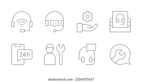 Support icons. Editable stroke. Containing support, gear, email, hours, specialist, customer support, chat.