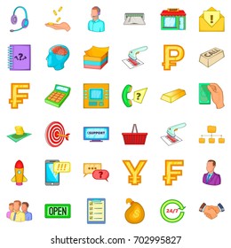 Support icons set. Cartoon style of 36 support vector icons for web isolated on white background