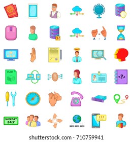 Support icons set. Cartoon style of 36 support vector icons for web isolated on white background