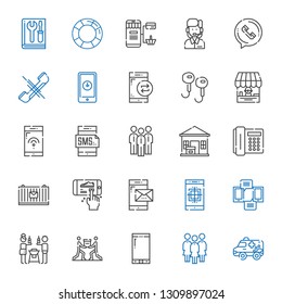 support icons set. Collection of support with ambulance, group, smartphone, teamwork, friends, cargo, telephone, package delivered, shop. Editable and scalable support icons.