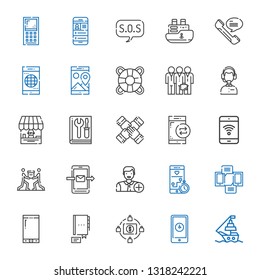 support icons set. Collection of support with ship, smartphone, crowdfunding, contact, add user, teamwork, mobile phone, manual, shop, customer service. Editable and scalable support icons.