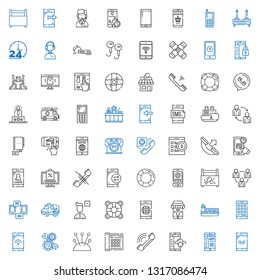 support icons set. Collection of support with smartphone, phone, telephone, cushion, development, ship, lifesaver, remove user, ambulance. Editable and scalable support icons.