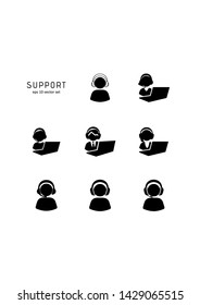 Support - icons set on white background. Symbol for web, infographics, print design and mobile UX/UI kit. Vector illustration, EPS10.