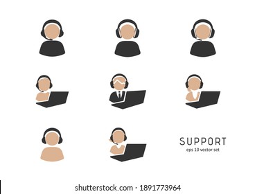 Support - icons set on white background. Symbol for web, infographics, print design and mobile UX UI kit. Vector illustration, EPS10.