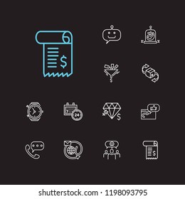 Support icons set. Quality and support icons with 24/7, feedback and delivery. Set of gesture for web app logo UI design.