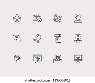 Support icons set. Team and support icons with event, export and satisfaction. Set of voting for web app logo UI design.