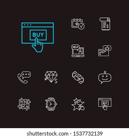 Support icons set. Team and support icons with star, event and bot. Set of voting for web app logo UI design.