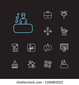Support icons set. Team and support icons with survey, online and reception. Set of corporate for web app logo UI design.