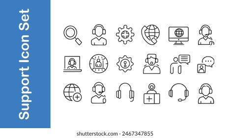  Support Icons Set with vector collections.