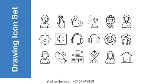  Support Icons Set with vector collections.