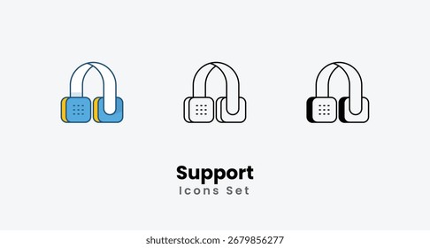 Support Icons thin line and glyph vector icon stock illustration