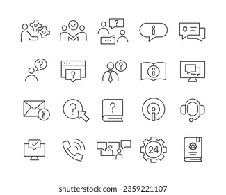 Support Icons - Vector Line. Editable Stroke.